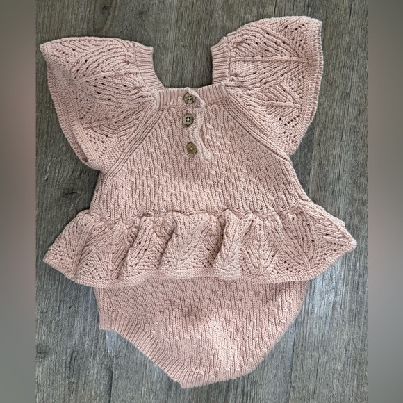 Jessica Simpson Other - Jessica Simpson Baby Girl’s Blush Pink Knitted Romper, 3-6M